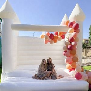 Commercial White bounce house Inflatable Bouncy Castle blow up moonwalk Jumping Bouncer houses Adult and Kids jumper for Wedding Party with blower free ship