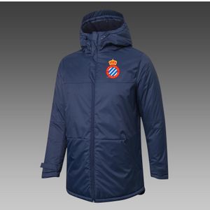 Mens RCD Espanyol Down Winter Outdoor Leisure Sports Coat Outerwear Parkas Team Emblem Customized