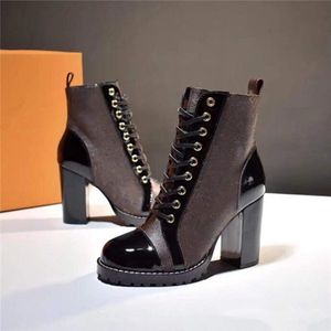 2021 ankle boots luxury women's designer thick high heels luxur y design r lace-up Martin b oots ladies fashion winter short bo ots 9.5 cm plus box