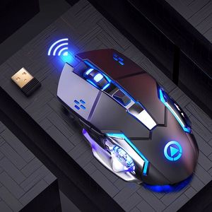 2.4G Rechargeable Silent Wireless Mouse 1600DPI 6Keys Adjustable Blacklit Gaming Mice For Computer PC Home Office Gamer