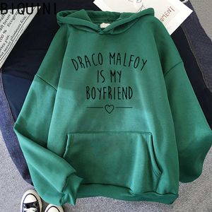 Draco Malfoy is My Boyfriend Letter Print Sweatshirts Harajuku Hoodies Women 2021spring Casual Fashion Streetwear Wram Pink Tops 955 623