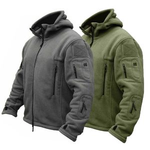 Vinter Airsoft Militärjacka Men Fleece Tactical Army Green Thermal Hooded Coat Höst Ytterkläder Mens kläder 211217