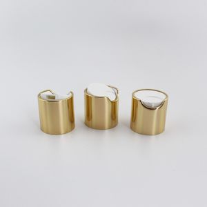 Cappuccetti superiori a disco in oro da 50pcs con colletto in alluminio 24/410 argento bottiglie in metallo con coperchio in plastica