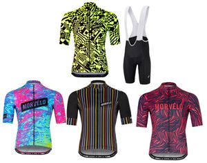 Morvelo Cycling Jersey Set Bicycle Team 2024 여름 짧은 슬리브 자전거 스포츠웨어 레이싱 프로 저지 남성용 슈트