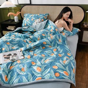 Sängkläder sätter sommar tvättad bomull Cool Quilt, tunn enkel dubbel täcke med luftkonditionering