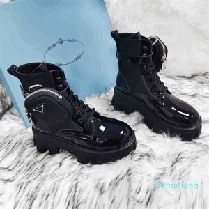 Designer-Monolith Designer Buty Koszulka Nylon Kieszonkowy Czarny Boot Martin Zima Grube Buty odporne na zużycie Guma High-top Platform But