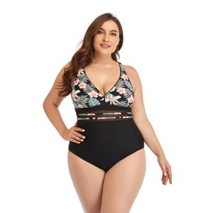 Kvinnors badkläder 2021 Sexig baddräkt M L XL 2XL 3XL Big Cup Stor storlek Enbit Kvinnor Deep V-krage Backless Beachwear Bathing Suit