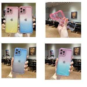 Gradients TPU Cases Diamond Cover Shockproof Transparent For iphone13 12 11 X XR XSMAX 8PLUS 7PLUS 6Plus 8 7 SamsungA12 A32 4G A52 A72 A02S A03S A22 M32 A02 EU Xiaomi