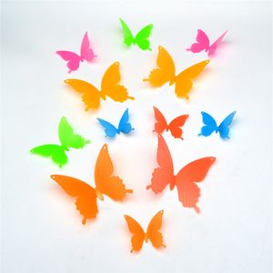 DIY 빛나는 3D 나비 벽 스티커 Noctilucent Butterflies Decals 다채로운 배너 이동식 벽화 어린이 방 침실 장식