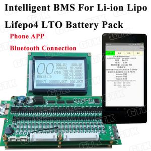 Intelligent bluetooth BMS 70A 100A 150A 200A 300A with LCD display for 8S-24S LiFePo4/7S -24S Li-ion/10S -24S LTO battery pack