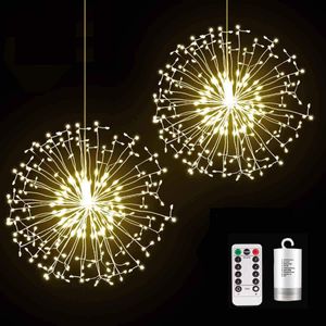 180 LED Luzes de Fogo de Artifício Luzes 8 Modo Explosão Explosão Estrela de Cobre Fio Fada Decoração Lâmpada De Controle Remoto