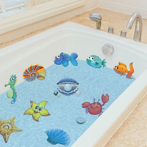 10-Pack Large Sea Creature Non-Slip Bathtub Stickers, Waterproof Bathroom Safety Decals for Kids