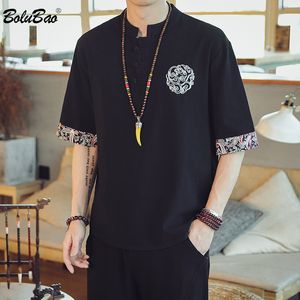 BOLUBAO Men Lino T Shirt Moda Abbigliamento per il tempo libero Uomo Top Tees T Shirt Per uomo Trend Stampa T-Shirt Top 210518