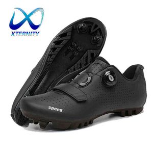 Professionell Cykelskor Road Sapatilha Ciclismo MTB Cykling Sneaker Självlåsande Nonslip Mountain Bike Sneakers Flat Cleats H1125