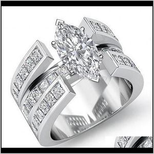 Pierścienie jubirywictoria wick luksusowy biżuteria 925 Sterling Sier Marquise Cut Biały Topaz CZ Diament obietnica Kobiety Wedding Bridal Ring Drop Deliv