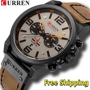 Top Brand Luxury CURREN 8314 Fashion Leather Strap Quartz Men Watches Casual Date Business Male Wristwatches Clock Montre Homme 210527