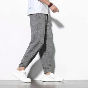 New 2021 Men's Summer Cotton Hemp Hougong Pants Jogging Casual Loose Wide Leg Korean Street Style X0723
