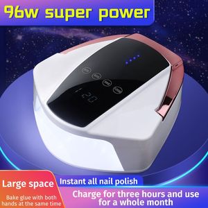 Nuovo S90 plus 96W 48 LED Lampada a LED ricaricabile senza fili UV Asciugacapelli Strumento per manicure Display digitale sensore intelligente