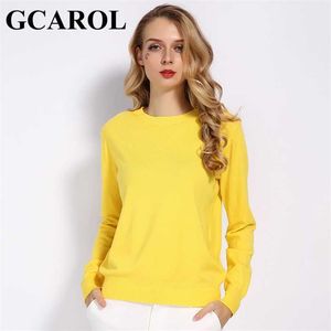 GCAROL Mulheres Candy Knit Jumper 30% Lã Slim Slim Spring Outono Inverno Stretch Macio Render Pullover Wear S-3XL 211018