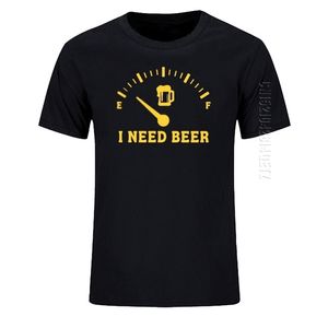 燃料ゲージ私はビールを必要とするTシャツの男性夏のファッションラウンドネック販売男性の天然コットンTシャツトップスTEE 210714