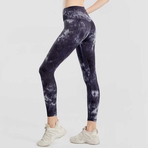 Tie Dyed Yogabroek met hoge taille Dameslegging Hip Lifting Strak Outdoor Hardlopen Fitness Sport Gymkleding Workout Panty's Broeken