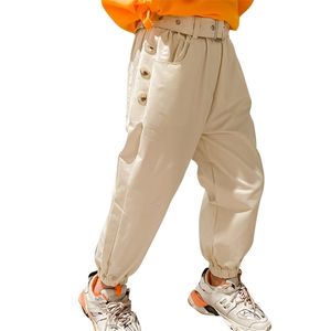 Girl Cargo Pants With Belt Girl's Children's Solid Color Child Casual Style Girls Clothing 6 8 10 12 14 210527