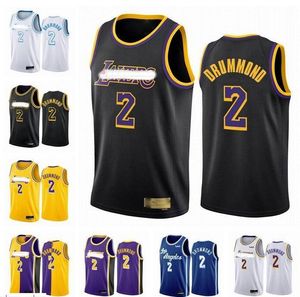 Andre Drummond Los Angelestop \ RLakers \ Rmen Jersey # 2 2021 Vit Svart City Basketball Jerseys Edition Uniform