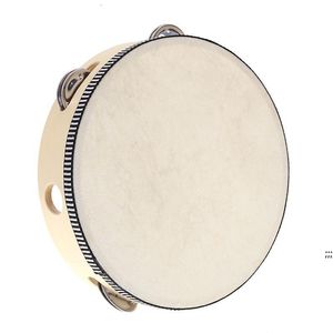 Bęben 6 cali Tambourine Bell Hand Held Tambourine Birch Metal Jingles Dzieci School Muzyka KTV Party Percussion Toy CCE12167