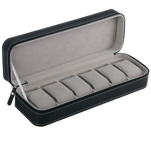 Scatola per orologi da 6 10 12 slot Scatola portaoggetti per gioielli da viaggio portatile con cerniera Custodia per collezionistiBlack259L