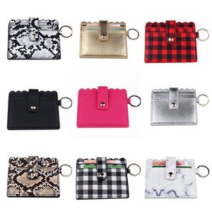 11 färger designer plånbok nyckelring leopard print pus läderväska nyckelringar Hållare plånböcker kreditkort nyckelring wristlet handväska kvinnor tillbehör
