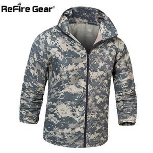 Navy Seals Army Tactical Camouflage Skinjacka Män UPP50 + Tunn Vattentät Raincoat Windbreaker Andningsskydd Militärkläder X0621