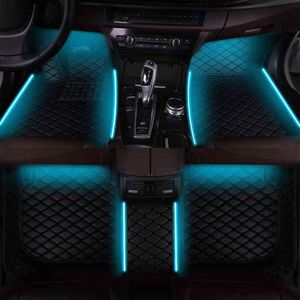 Car Floor Mats For Jaguar E Pace F Pace XE XF XFR XJ6 XJ8 XJL XK8 XKR X Type Leather Luminous Foot Pad Auto Accessories Interior W220311