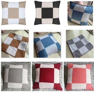 Brev Cashmere Pillow Case Crochet Soft Wool Plaid Sofa Fleece Stickade Kudde Skydd För Hem Bil Dekoration HH21-230