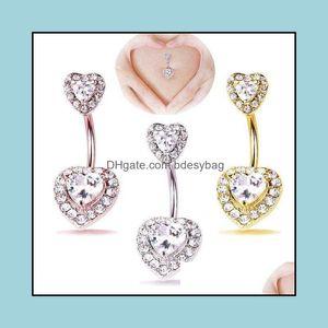 Bell Jewelrysexy 316 L Cerrahi Çelik Kadınlar Çift Gem Düğmesi Göbek Çubuk Yüzük Gövde Çubukları Takı Toptan Göbek Halkaları Damla