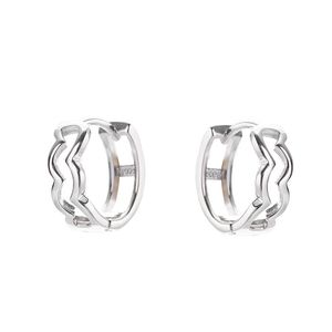 925 Sterling Silver Hoop Örhängen 18K guldpläterade smycken med låda för kvinnor Mens Elegant vågformad studs