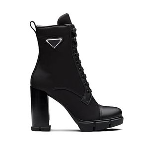 Luxury Designer Woman Fashion Boots Leather and Nylon Fabric Booties Women Ankle Biker Australia Platform Heels Winter Sneakers With Box0200