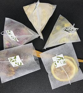 6000pcs Corn Fiber Tea Bags Pyramid Form Värmeförsegling Filter Verktyg Teabags PLA BIODEGRADED TEAFILTERS 5.8 * 7cm WLL1046