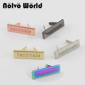 20-100 pieces,6 colors 36*10mm Handmade Tone On Tone rectangle metal purse label tags,sew bags handmade metal labels 210901