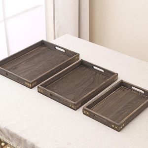 Jewelry Pouches, Bags Retro Wooden Pallet Rectangular Storage Trays Display Tray El Dessert Dinner Tea Food Tableware Serving