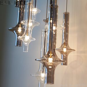 Post-Modern Glass Pendant Lamps Italy Luxury Long Verticle Restaurant Hanging Light Simple Living Room Bedroom Lamp