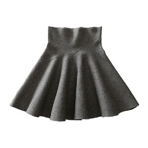 Gonna in maglia a vita alta primavera autunno a pieghe mini casual elastico svasato femminile midi corto donna 210621