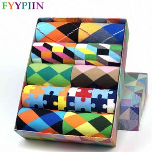 Classic Sale Casual Gentleman High Quality Color Puzzle happy Business Party Dress Socks for Men