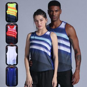 Alta qualidade spandex homens / mulheres correndo jerseys ginásio sem mangas faixa e camisa de campo maratona slim tanque esporte colete top treation