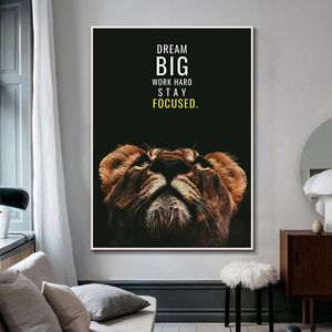 Liten Lion Brev Motiverande Quote Konst Posters Och Tryck Vild Animal Canvas Målning Minimalism Väggkonst Bild Heminredning