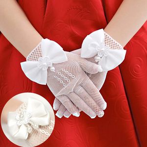 Mesh boog kant witte handschoenen bloem meisje kinderen wanten dunne prinses kinderen handschoenen partij mode gift Europees en Amerikaans populair