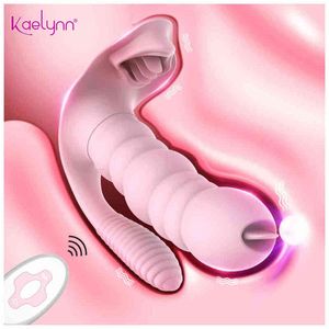 Nxy Sex Vibrators 3 in 1 Licks Suction Vibrator Erotic 10-mode Vibrating Anal Vagina Clitoris Stimulator Wearable Oral Tong Games for Women 1109
