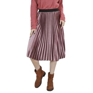 Röcke Herbst Winter Frauen Langen Rock Streetwear Hohe Taille Dünne Weibliche Samt Damen Plissee Elegante Maxi