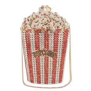 Kopplingspåsar 2021 Designer Popcorn Evening Luxury Crystal Party Purse Bröllop Färgglada SC997