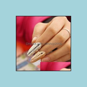 Jewelryfashion Fossil Alloy Gold Sier Fish Bone Band Women Statement Jewelry Finger Nail Art Sticker Rings Drop Delivery 2021 N7Zka