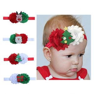 Moda Natale Fasce per bambina Fasce per capelli in chiffon con nastro di giunzione dolce carino Copricapo decorativo per neonato Accessori per capelli